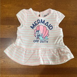 Little Lass Pink Striped Mermaid Tee